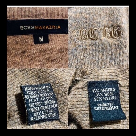 BCBGMAXAZRIA Brown Sleeveless Angora Wool Blend V-Neck Sweater Tunic Top Y2K Sty - Picture 9 of 10